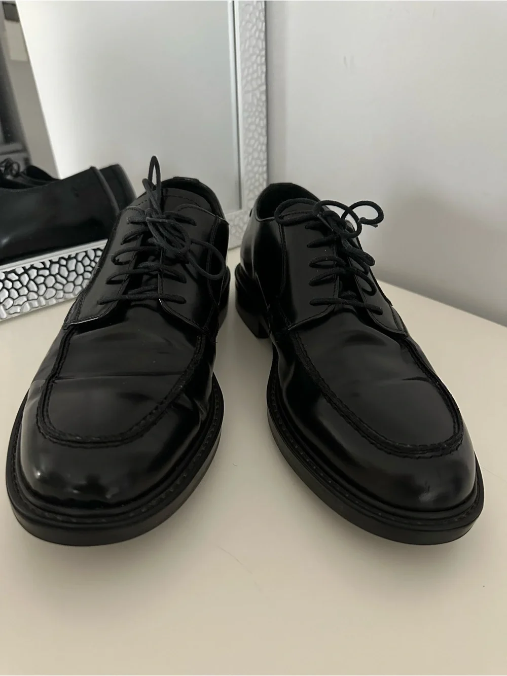 Bostonian Made in Italy Men's Black Leather Derby Shoes - Classic Lace-Up Sz 10